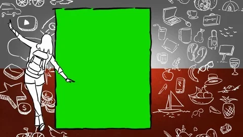 Poland - Hand-drawn - Flag Loop - Illustration Stock Footage 90632366