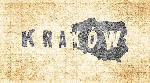 Poland Krakow Typography Map Stock Illustration