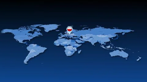 Poland location tracking on earth map Stock Illustration