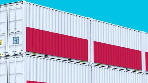 Poland logo Ship container with element logo and flag Stock Photos