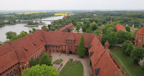 Poland Malbork Castle courtyard river 4K Stock Footage 334975981