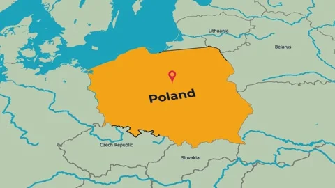 Poland Map Animation Locator Zoom 4K Motion Graphic Stock Footage 340279549