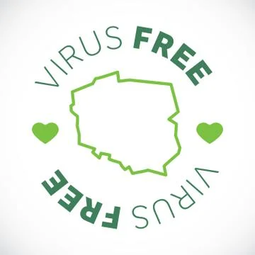 Poland map cornavirus free zone. Virus clear area. Stock-Illustration