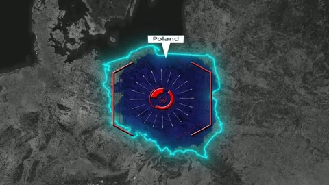 Poland Map - Cyber Attack Stock Footage 268607043