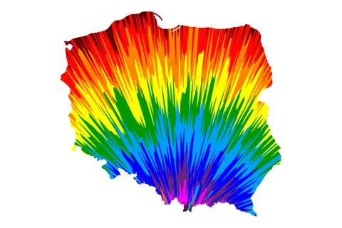 Poland - map is designed rainbow abstract colorful pattern イラスト素材