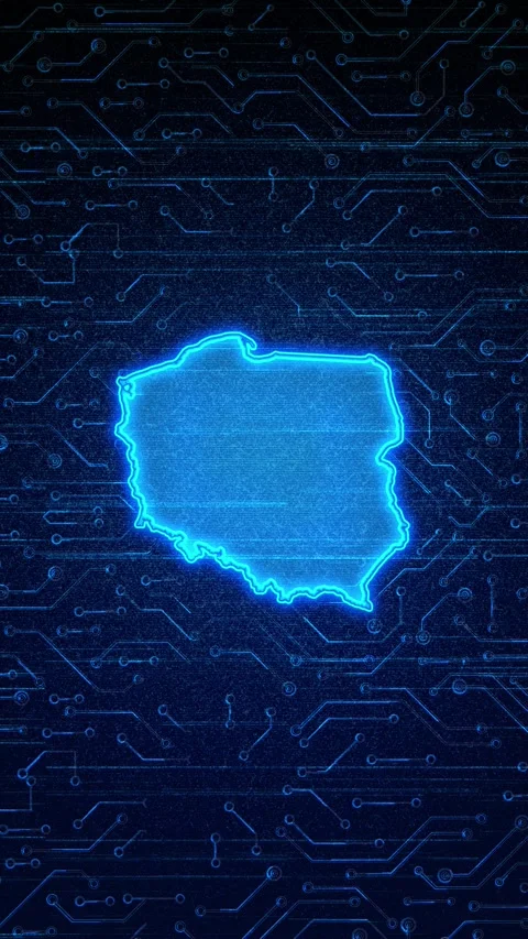Poland Map Digital Technology Opener Stock Footage 336313811