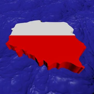 Poland map flag in abstract ocean illustration Stock Illustration