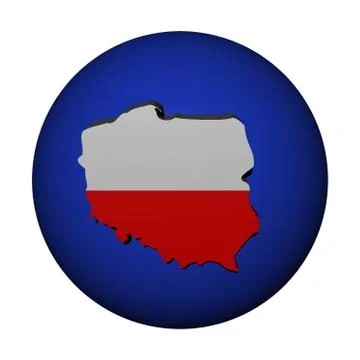 Poland map flag on blue sphere illustration Stock Illustration