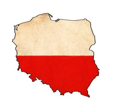 Poland map on  flag drawing ,grunge and retro flag series Stock Illustration