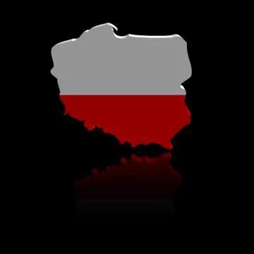 Poland map flag with reflection illustration Stock Illustration