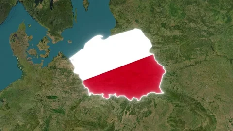 Poland Map Highlight with Animated Flag Stock Footage 341274248