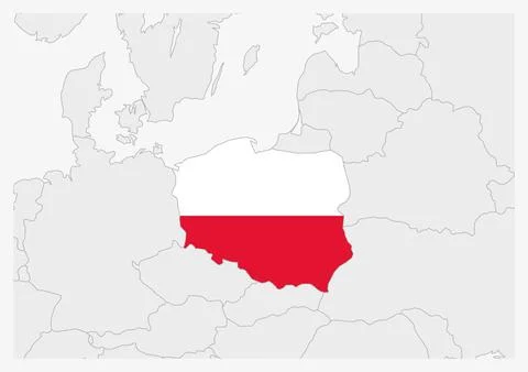 Poland map highlighted in Poland flag colors Иллюстрация
