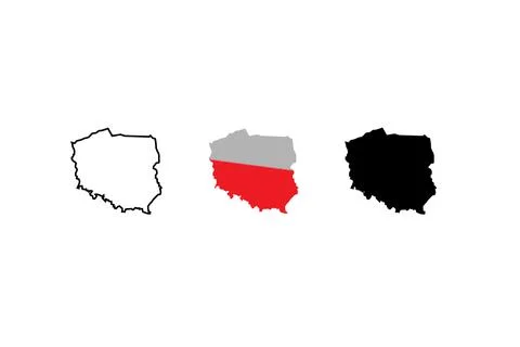 Poland map icon. Poland border. Country flag sign. Europe geography. Stock Illustration