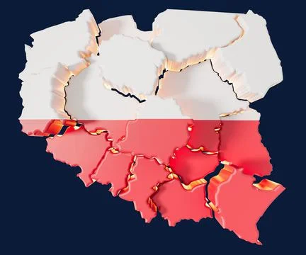 Poland Map With Offset Regions 3D Illustration Stock Illustration