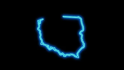 Poland Map Outline Neon Lights Stock Footage 332850484