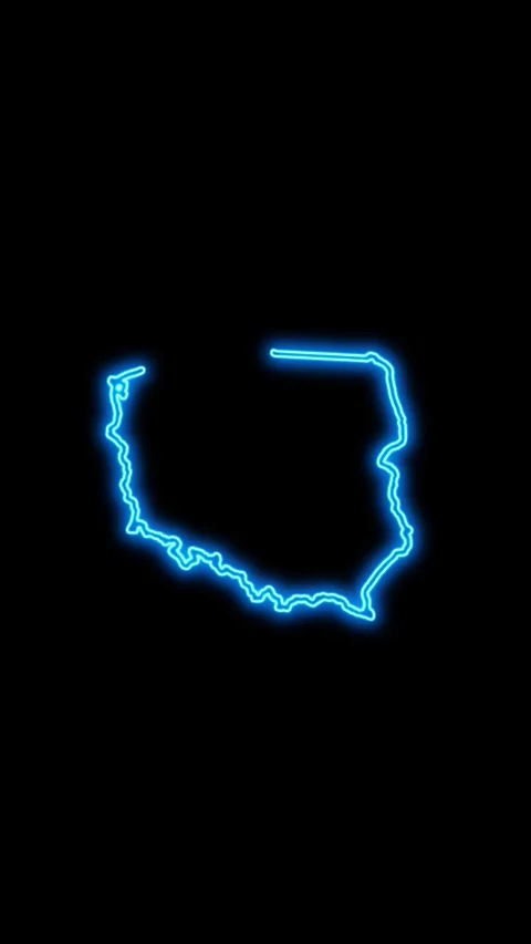 Poland Map Outline Neon Lights Stock Footage 333057197