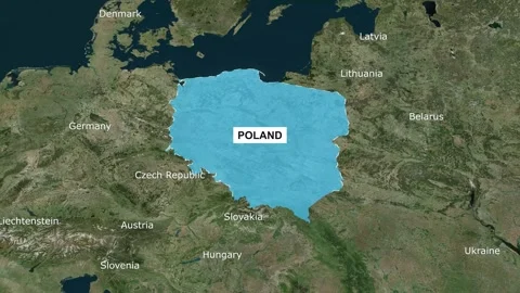Poland on the map. Outline the region. Stock Footage 273566817