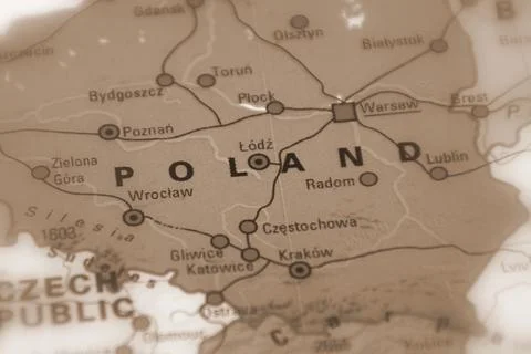 Poland on a map Stock Photos