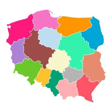 Poland map region shape, travel web flat concept icon vector illustration Stock Illustration
