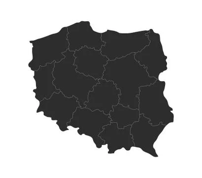 Poland map with regions on white background Stock Illustration