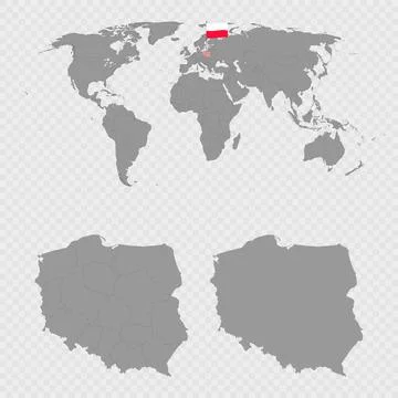 Poland Map Set with World Location. Stock Illustration