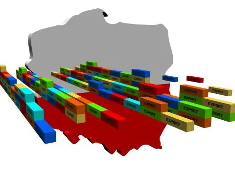 Poland map with stacks of export containers illustration 库存插图
