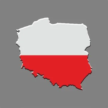 Poland map vector on grey background Stock Illustration