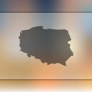 Poland map. Vector silhouette of Poland. Blurred background Stock Illustration