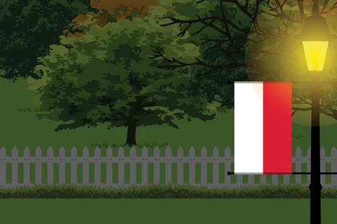 Poland Night Trees Lamp Vector Illustration Stock-Illustration