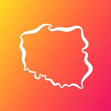 Poland - Outline Map on Gradient Background Stock Illustration