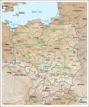 Poland physiography map Stock Illustration