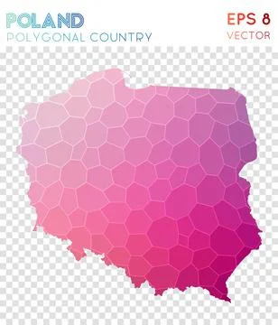 Poland polygonal map, mosaic style country. Alluring low poly style, modern.. 스톡 일러스트