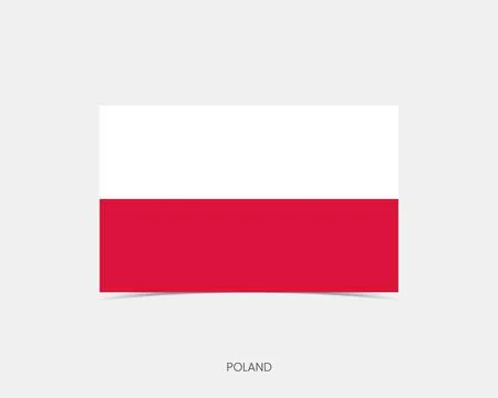 Poland Rectangle flag icon with shadow. Illustrazione stock