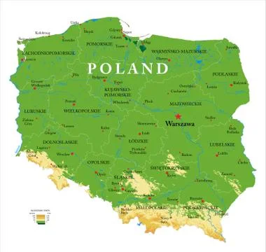 Poland relief map Stock Illustration