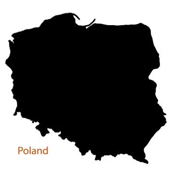 Poland Silhouette Map Illustrazione stock