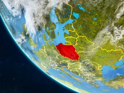 Poland from space on Earth Stock Illustration