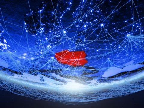 Poland from space with network Stock-Illustration