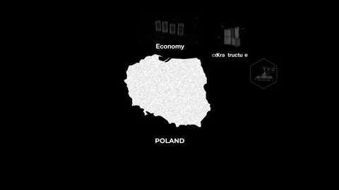 Poland technology map with animated charts Stock Footage 340981545