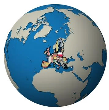 Poland territory with flag over globe map Ilustração Stock