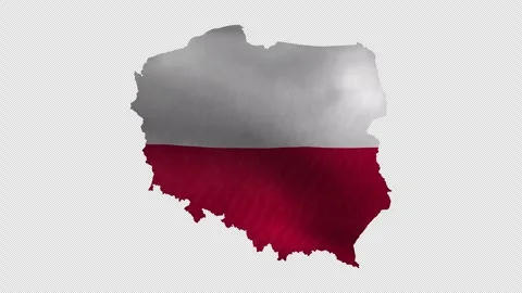 Poland Territory Map Filled with Waving Flag Motion Graphic Transparent Stock Footage 339947201