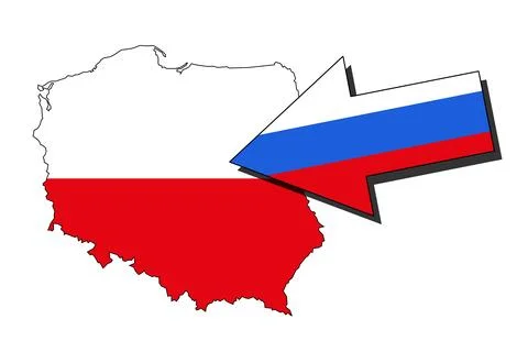 Poland under attack, aggression and assault by Russia. Russian invasion of Po Stock Illustration