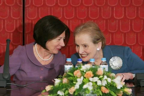 Poland Usa Madeleine Albright Visit - Apr 2008 Stock Photos
