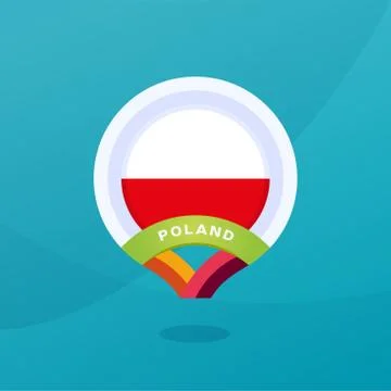Poland vector flag map location pin. European football 2020 tournament final  Illustrazione stock