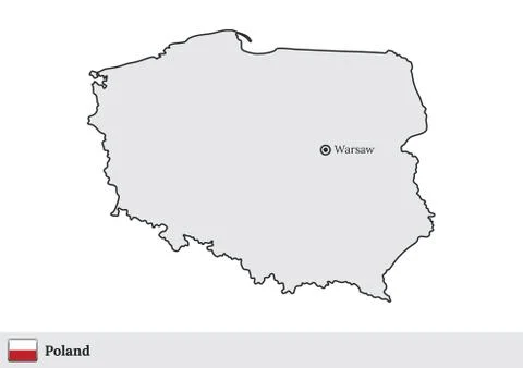 Poland vector map with the capital city of Warsaw Stock Illustration
