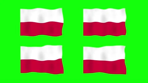 Poland Waving Flag 2D Animation on Green Screen Background. Looping seamles.. Stock Footage 227351569
