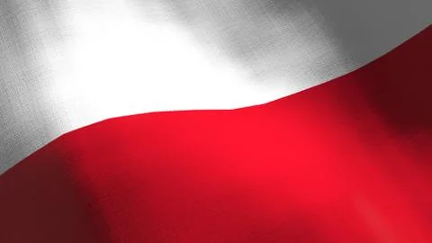 Poland waving flag. Seamless cgi animation highly detailed fabric texture in  Stock Illustration