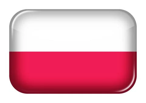 Poland web icon rectangle button with clipping path 3d illustration イラスト素材