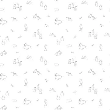 Polar animals seamless pattern. Cute Cartoon arctic animals background. Vec.. Stock Illustration