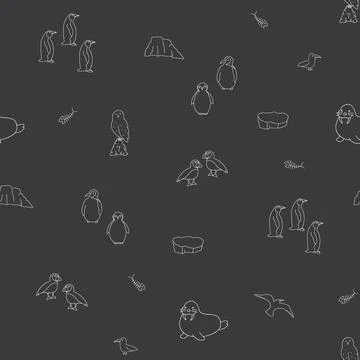 Polar animals seamless pattern. Cute Cartoon arctic animals background. Vecto Stock Illustration