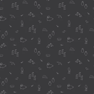 Polar animals seamless pattern. Cute Cartoon arctic animals background. Vec.. Stock Illustration